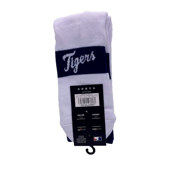 NEW Detroit Tigers Crew Socks 1 Pair Size Large Shoe Size 6-12 MLB Baseball Fan - Picture 2 of 2